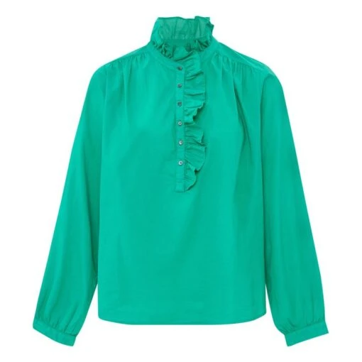 Caspian Cotton Poplin Blouse | Green