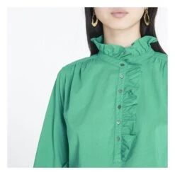 Caspian Cotton Poplin Blouse | Green -Best Cloths Shop unnamed file 646