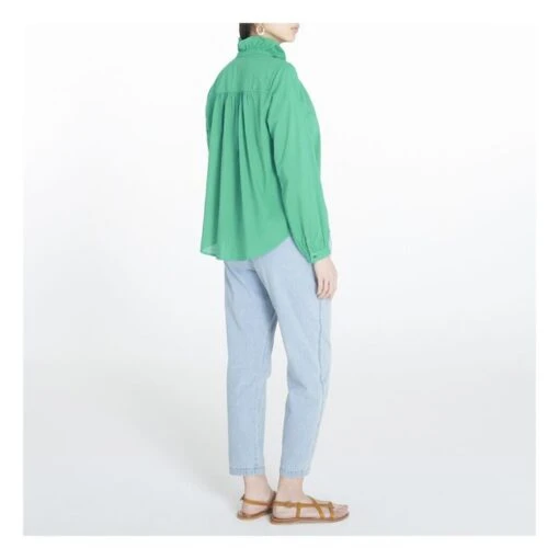 Caspian Cotton Poplin Blouse | Green - Image 4