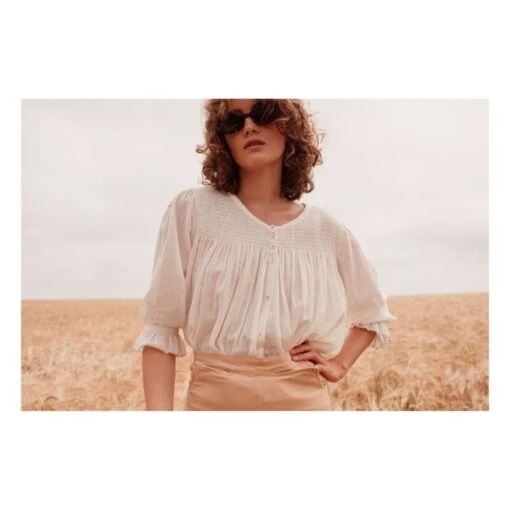 Embroidered Smock Blouse - Women’s Collection | Ecru - Image 2