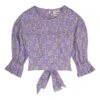 Cali Linen Floral Checked Top | Mauve