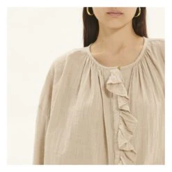Erica Bubble Crepe Blouse | Sand -Best Cloths Shop unnamed file 738