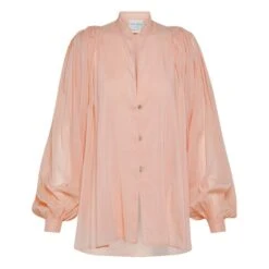 FORTE_FORTE Puff Sleeve Cotton Voile & Silk Blouse | Powder Pink