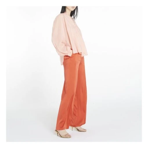 FORTE_FORTE Puff Sleeve Cotton Voile & Silk Blouse | Powder Pink - Image 2