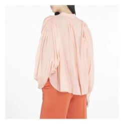 FORTE_FORTE Puff Sleeve Cotton Voile & Silk Blouse | Powder Pink -Best Cloths Shop unnamed file 753
