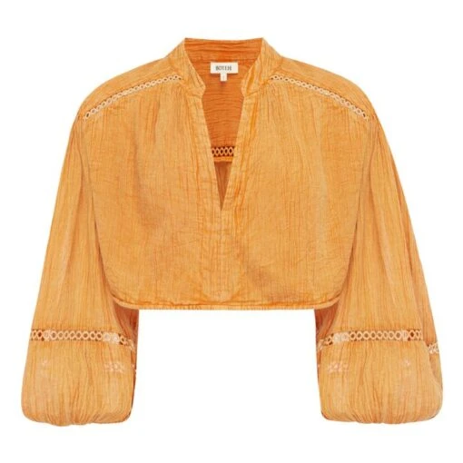 Cropped Cotton Muslin Blouse | Yellow
