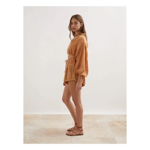 Cropped Cotton Muslin Blouse | Yellow - Image 4