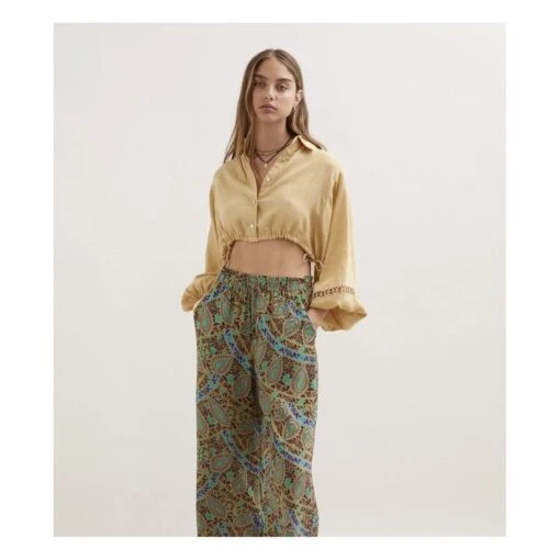Crop Collar Blouse | Yellow - Image 2