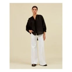 Cotton Voile Balloon Blouse | Black