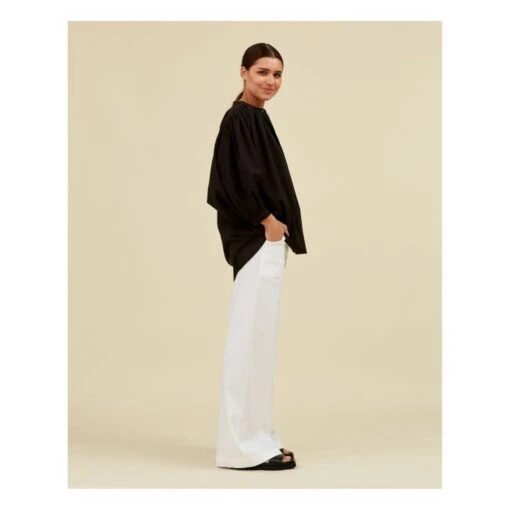 Cotton Voile Balloon Blouse | Black - Image 3