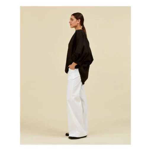 Cotton Voile Balloon Blouse | Black - Image 4