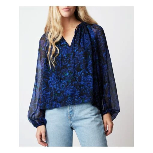 Twins Muse Silk Blouse | Midnight Blue - Image 2