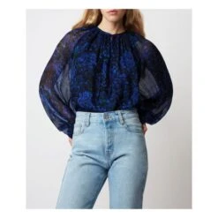 Twins Muse Silk Blouse | Midnight Blue -Best Cloths Shop unnamed file 868
