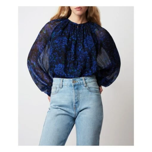 Twins Muse Silk Blouse | Midnight Blue - Image 4