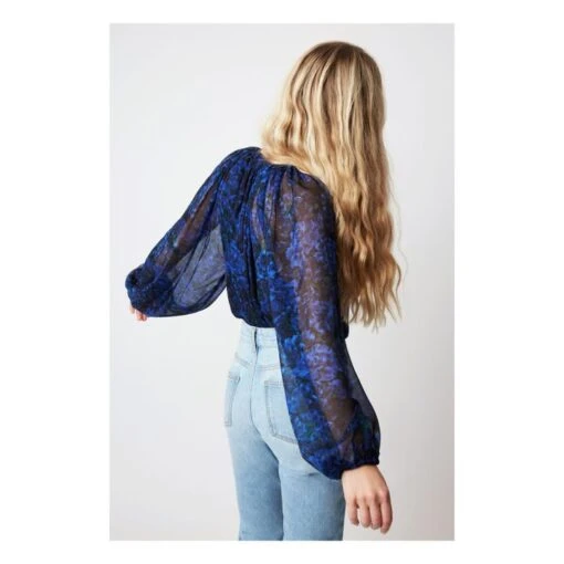 Twins Muse Silk Blouse | Midnight Blue - Image 5