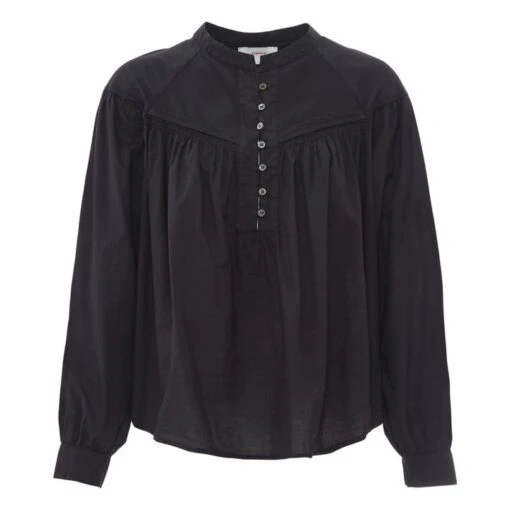 Delilah Cotton Poplin Blouse | Black