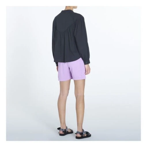 Delilah Cotton Poplin Blouse | Black - Image 3