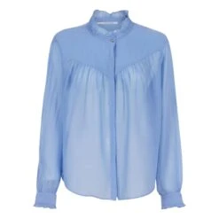 Cotton Muslin And Silk Blouse | Blue