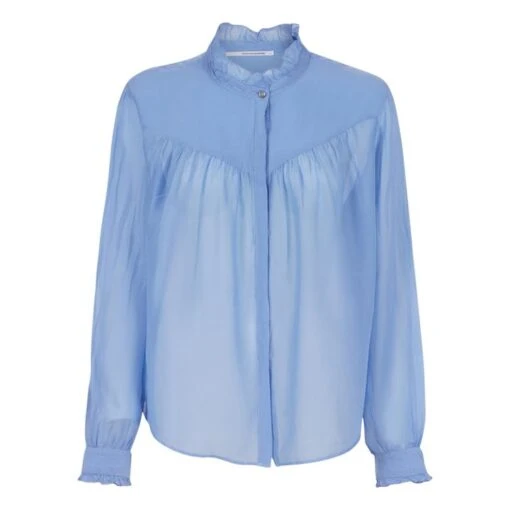 Cotton Muslin And Silk Blouse | Blue