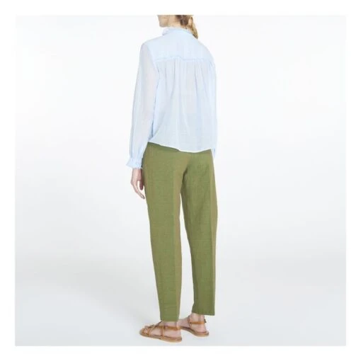 Cotton Muslin And Silk Blouse | Blue - Image 4