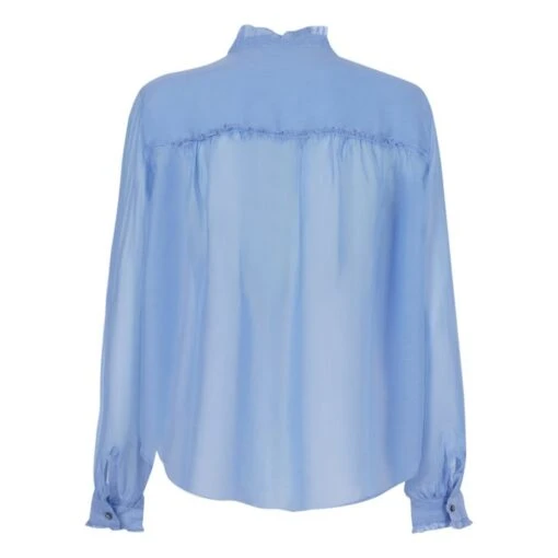 Cotton Muslin And Silk Blouse | Blue - Image 5